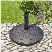 Outsunny Schirmständer Sonnenschirmständer 14kg rund 38/48mm (Sonnenschirmfuß, 1 St., Schirmständer), Harz Bronze Ø48,5 x H34cm