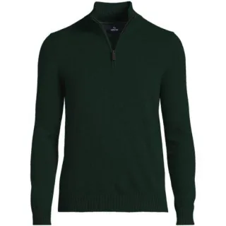 Kaschmir-Pullover mit Reißverschluss, Herren,  Grün, Kaschmir, by Lands' End