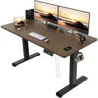 HOMALL Schreibtisch Höhenverstellbarer Elektrisch Schreibtisch, Vierteilige Tischplatte (GroBe MaBe: 140 x 70 cm, 160/180 x 80 cm mit USB-Ladeanschluss, in 3 Stufen hoherverstellbar)
