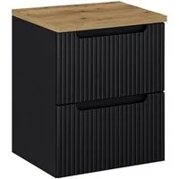 Lomadox Waschbeckenschrank NEWPORT-56-BLACK 50cm Waschtisch-Unterschrank 40cm tief Badezimmerschrank schwarz Eiche