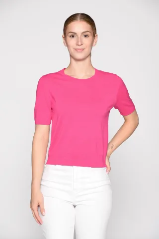 IN LINEA - Pullover, Rundhals, 1/2-Arm 448 hot pink - Gr. - 40