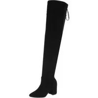 Ital-Design Damen Party & Clubwear Overkneestiefel (87124627) Blockabsatz High-Heel Stiefel in Schwarz