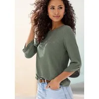 LASCANA 3/4-Arm-Shirt mit Knopfdetail aus weicher Waffel Piqué-Qualität