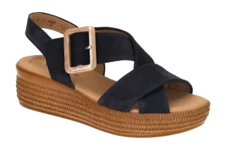 Gabor 64.572 - Damen Sandalette atlantik (brown) Keilabsatz - Echtleder - Kom...