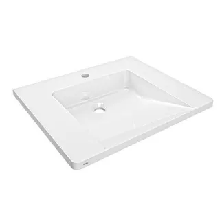KWC Aquarotter Einzelwaschtisch, EXOS, MIRANIT, 600x125x500 mm, weiß, Hahnloch, 2030073251 2030073251