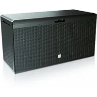 Prosperplast Auflagenbox Gartenbox Gartenkiste Box 290 L anthrazit (1 x Auflagenbox), in Rattanoptik