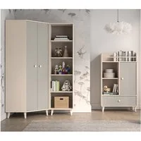 Lomadox Jugendzimmer-Set MODICA-131, (Sparset, 3-tlg., Eckkleiderschrank Regal), in Sandbeige mit grau mit fühlbarer Struktur, Softclose