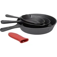TP Bratpfanne 4-teiliges Bratpfannen Set aus Gusseisen bestehend aus Ø16 + Ø20 + Ø25