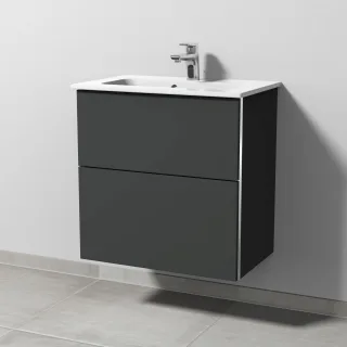 Sanipa 3way Waschtischunterbau zu Duravit ME by Starck Waschtisch mit 2 Auszügen, Graphit-Matt BP7221B