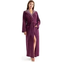 KangaROOS Damenbademantel Dalia, ideal für Sauna & Spa, Standardlänge & Überlänge, Langform, Leichtfrottier, Kapuze, Gürtel, Uni-Farben mit Streifen, Taschen, leicht, XS-3XL, auch in extra lang