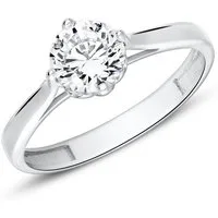 JEWLIX Verlobungsring Solitärring für Damen aus 9K Weißgold mit Zirkonia VR0462