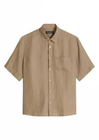 Marc OPolo Casual - Kurzarm-Hemd aus reinem Leinen braun - Gr. - XL