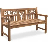 Garden Pleasure Gartenbank Teak Gartenbank PLATZHIRSCH 150 cm 3-sitzig mit Armlehne