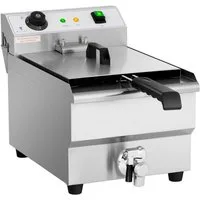 Royal Catering Fritteuse RCEF-13EHB, 3200 W, 13 L Fritöse Edelstahl Ablasshahn Kaltzone Gastro