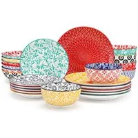 vancasso Geschirr-Set Tafelservice für 4/6 Personen, Porzellan, Blau und Weiß/Bunt (24-tlg), 6 Personen, Porzellan