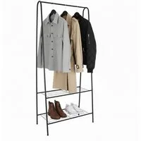relaxdays Kleiderständer schmal mit 2 Ablage, schwarz