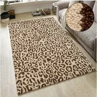 OTTO home Wollteppich Gabbo Leo, Leopardenmuster, handgearbeitet, rechteckig, Höhe: 14 mm, reine Wolle, Uni, Wohnzimmer, Schlafzimmer, Esszimmer