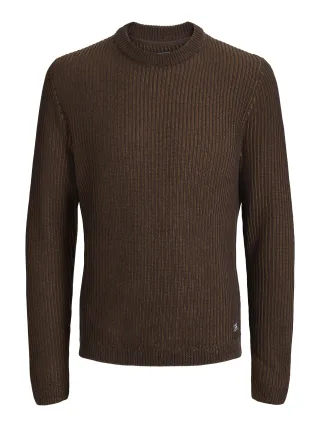 JACK&JONES - JJEDOVER KNIT CREW NECK SN Braun - Gr. - M