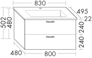 Burgbad Keramik Waschtisch-Set Sys30 PG2 Echo Graphit Softmatt/Schwarz Matt, SFAL083F3963C0038 SFAL083F3963C0038