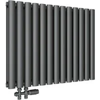 SONNI Badheizkörper Röhrenheizkörper Warmwasser,Horizontal,Doppellagig,mit Multiblock,bad, 600 x 770/ 600x1006/ 600 x 1183 mm,Design Heizkörper, Weiß/Anthrazit