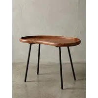 KADIMA DESIGN Couchtisch Retro Kaffeetisch UMBRIEN - Massivholz, Metallbeine - Nierenform