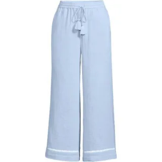 7/8-Schlupfhose aus Musselin für Damen in Petite-Größe, Damen, size: petite, Blau, Baumwolle, by Lands' End