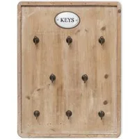 Moritz Schlüsselbrett 27x36cm Keys 8 Haken mit Rahmen braun, Schlüsselkasten Vintage Schlüsselbox Schlüsselleiste Schlüsselhaken