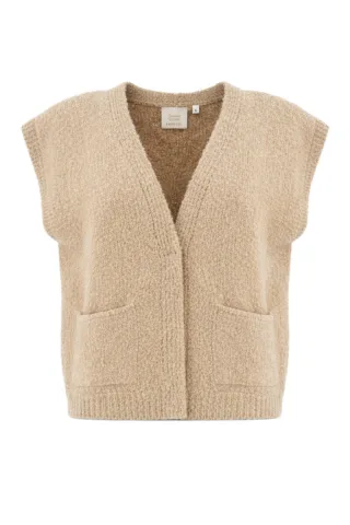 signe nature - Strickweste mit V-Ausschnitt beige - Gr. - M