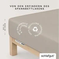 Schlafgut Spannbettlaken PREMIUM Mako-Zwirn-Jersey, 220 g/m², 95% Bio-Baumwolle, 5% Elasthan, Mako-Zwirn-Jersey, Gummizug: rundum, (1 Stück), Bettlaken bis 30 cm Höhe, PREMIUM-Qualität langlebig, perfekter Sitz
