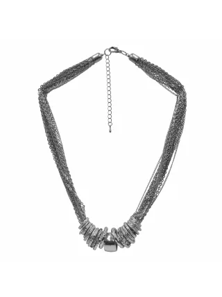 Steuer Modeschmuck Kette mehrreihig mit Ringen teilweise mit Glassteinen