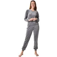 RAIKOU Hausanzug elegant Homewear Freizeitanzug Fitnessanzug (2-Teiliger Jogginganzug Trainingsanzug smartweiche Nicki, 2 tlg) am Ausschnitt mit hellem Stassstein