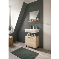 welltime Badmöbel-Set Tampa, best. aus Waschbeckenunterschrank und Spiegel, Breite 57cm, (Set, 2-St), 2-teilig, Bad-Möbel, Bad-Spiegel, Badschrank