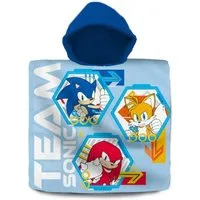 Sonic The Hedgehog Badeponcho Sonic The Hedgehog Kinder Poncho Badeponcho 100% Baumwolle, Baumwolle, Kapuze, Gr. 60x60 cm