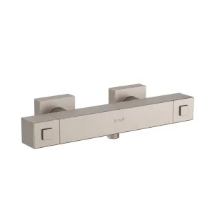 VitrA Base Square Thermostat-Brausearmatur Aufputzmontage Nickel gebürstet,A4730134EXP A4730134EXP