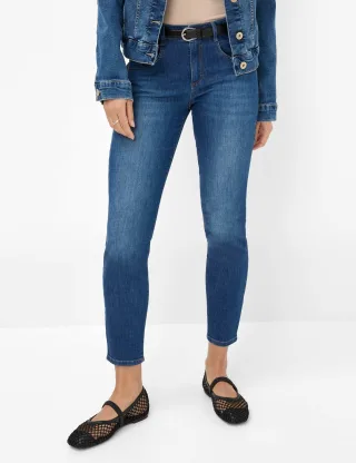 Brax Damen Röhrenjeans Style SHAKIRA S USED REGULAR BLUE, denim blau, Gr. 40