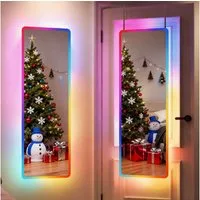 LVSOMT Ganzkörperspiegel 120x40cm Ganzkörperspiegel mit Licht RGB Tür/Wand Spiegel LED