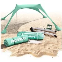 Momevo Strandmuschel Strandzelt mit UV Schutz 50+, zertifiziert für Kinder, Baby, Familien, Personen: 4