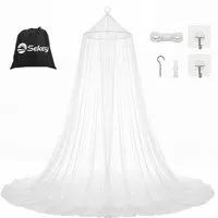 Sekey Moskitonetz Bett Doppelbett Einzelbett Reise Mückennetz Outdoor Camping, 2,2 m hoch, 12 m Umfang, Insektenschutz mit Tasche Weiß
