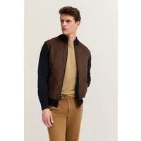 bugatti Strickjacke Regular Fit mit Velour-Front & Stehkragen