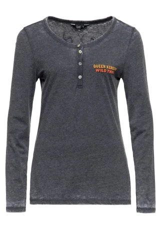 Queen Kerosin Damen Enzym Wash Langarmshirt Rock Your Life