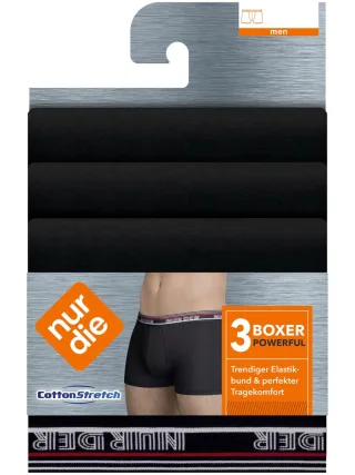 NUR DIE Herren Boxershorts Cotton Strech 3er Pack