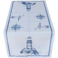 matches21 HOME & HOBBY Tischdecke Tischläufer Leuchtturm & Maritimes blau weiß 40x90 cm (1-tlg)