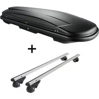 VDP Fahrradhalter, Skibox VDPJUXT600 600Ltr abschließbar + Alu Relingträger VDP004L kompatibel mit VW Tiguan ab 07