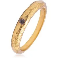 HAZE & GLORY Fingerring Bandring gehämmert Rosenquarz- Unity 925 Silber