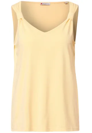 Street One - Silk-Look Top mit Knoten gelb - Gr. - 38