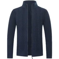 Allthemen Cardigan Herren Strickjacke mit Reißverschluss Grobstrick mit Stehkragen