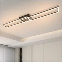 ZMH LED Deckenleuchte Wohnzimmer 2 Rahmen Modern 3000K Schwarz/Weiß 32W Deckenlampe, Augenschutz, Einfache Installtion, Einstellbare Helligkeit, LED fest integriert, Warmweiß, Küchenlampe Esszimmerlampe Rechteckig für Schlafzimmer