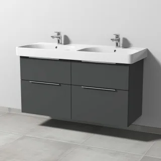 Sanipa 3way Waschtischunterbau zu Geberit Smyle Square Waschtisch mit 4 Auszügen, Anthrazit-Matt UM67422