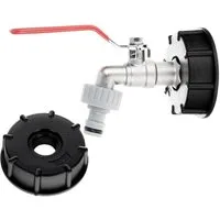 Garronda Absperrventil IBC Auslaufhahn Set S60x6 mit Außengewinde AdaptermitNippelGD-0211, (Absperrventil), S60x6 auf 3/4", Hanh 1/2" auf 3/4", 1x Steckkupplung, IBC-Hahn