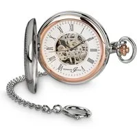 Hermann Jäckle Taschenuhr Lindau2 Skelett, Handaufzug, 50 mm, Mineralglas, mit Kette & Reiseetui, – Elegante Herrenuhr mit Sichtbarem Uhrwerk